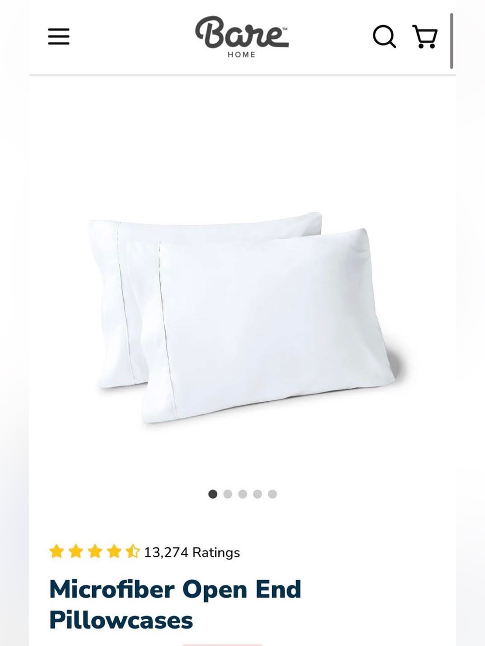 White Microfiber Open-End Pillowcases – Set of 2